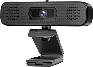 2K HD Webcam with 2 Speakers & Built-in Microphone for Computer Laptop,90 Degree View Angle Desktop USB Stream Camera with Privacy Cover for Conferencing Video Call/Network Teaching/YouTube/Skype