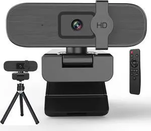 4K Webcam for PC, Auto-Zoom,with Remote Control,Privacy Cover, White Balance, Webcam with Microphone, Plug & Play, 4K Web Camera for Laptop/Desktop, Video Calling,Conferencing
