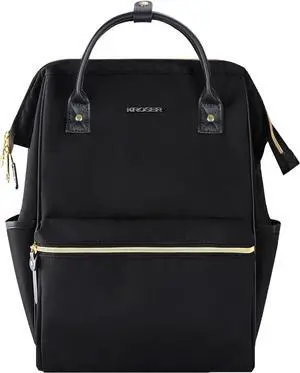 KROSER Laptop Backpack 17" Stylish Backpack Water Repellent College Casual Daypack with USB Port Travel Business Work Bag for Men/Women-Black