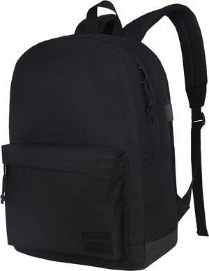 Casual Laptop Backpack for Men and Women School Backpack for Boys and Girls College Bookbag USB Charging Port Lightweight Back Pack(Black)