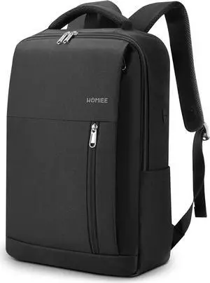 HOMIEE 17 Inch Laptop Backpack Slim Durable Business Backpack with USB Charging Port, Lightweight Casual Daypack for College School Work Travel, Black