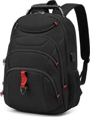 Boavan Laptop Backpack for men, 15.6 inch Laptop Bag with USB Port, Waterproof Travel Work Backpack Purse, Anti-Theft Teacher Nurse Doctor Casual Bookbags Office Business backpackBlack