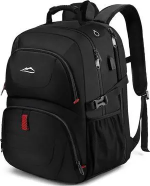 Travel Backpack Extra Large Laptop Backpack School Business Anti Theft TSA Approved College Work Computer Bag Fits 17 Inch Laptop with USB Charging Port Bookbag for Women Men(Black)