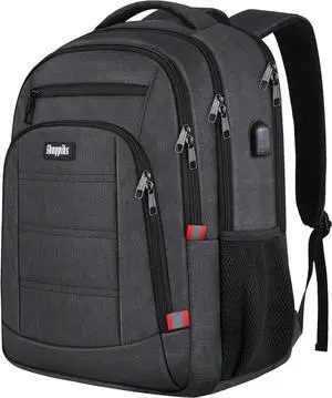 Laptop Backpack for Men,School Backpack with USB Charging Port,Water Resistant Backpack for teens boys,Business Work College bookbag,book bag Fits 15.6 Inch,Black Back Pack