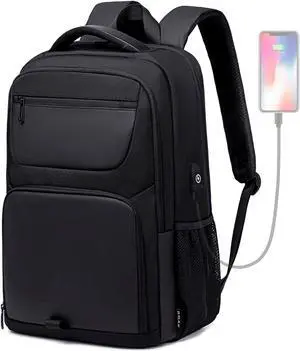 35L Travel Laptop Backpack for Men, High Tech Business Backpack with USB Charging Port and Ergonomic Design, Water Resistant Anti-theft Work College Backpack Fits 15.6 Inch Tablet, Notebook