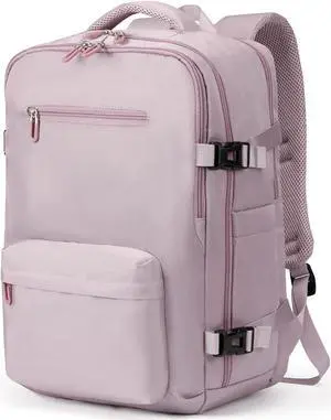 Travel Laptops Backpack for Women Men Casual Work Bag 17inch High School College Backpack Airline Approved Backpack for Hiking Business (Pink khaki)
