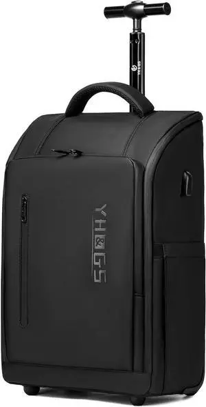 Rolling Backpack, Waterproof Backpack with Wheels for Business Commuter, Carry on Backpack with Laptop Compartment, Fit 15.6/18 Inch Laptop, Wheeled Backpack for Adults (Black)