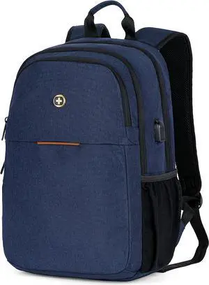 Swissdigital Design College 17 inch Laptop Backpack, Business Travel Laptop Backpack With USB Charging Port For Women & Men Laptop Dark Blue (BIBERSTEIN SD1636-12)