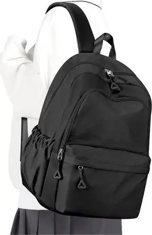winspansy Backpack for School Teenage Girls Boys,Waterproof Lightweight School Bags Travel Daypack Simple Cute College Backpack Rucksack for Women Men fit 14 Inch Laptop,Black
