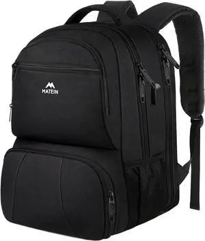 MATEIN Lunch Backpack for Men, 18 Inch Large Insulated Backpack Cooler with USB Charging Port, Water Resistant Laptop Back pack with Lunch Box Bag for Work Travel Business College Picnic, Black