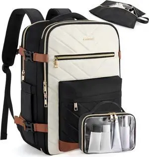 BOSTANTEN Travel Backpack For Women, TSA Carry On Backpack for Airplanes, Personal Item Backpack Fits 15.6 Inch Laptop with USBType-C Charging Port, Weekender Overnight Daypack with 2 Packing Cubes