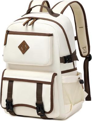 Laptop Backpack 15 -17 Inch for Women Men Large College Bookbag Elementary Middle High School Bag for Kids Teens Girls Boys Student Waterproof Travel Backpacks Book Rucksack Work Daypack Beige