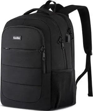Backpack for Men Women, School Backpacks for Teens Boys and Girls, Laptop Backpack with USB Charger, 15.6 Inch Laptop Bookbag for College High School Work Travel, Black