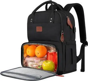 MATEIN Work Backpack for Women, Insulated Cooler Backpacks with Lunch Box, 15.6 Inch Laptop Backpack with USB Port Reusable Water Resistant Tote Food Bag for College Beach Camping Picnics Womens Gifts