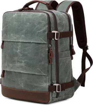 Travel Backpack for Men Carry On Backpack Flight Approved Personal Item Backpack, 17 inch Laptop Backpack Casual Daypack Weekender Business Hiking Backpack, Dark Green
