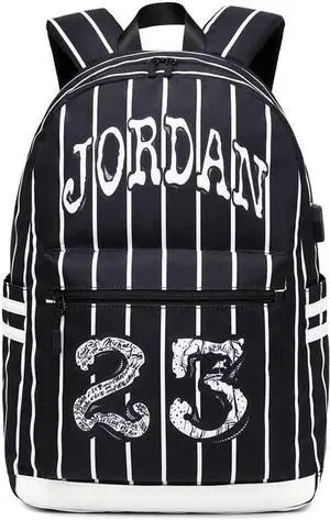 Basketball Player 23 Backpack Laptop Travel Bag Men's Women's Teenage Schoolbag (black- white)
