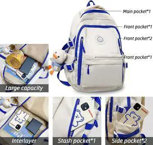 Teclado Kawaii Backpack with Cute Accessories Lightweight Bookbags Laptop Bag Waterproof Casual Travel Daypacks (Black) Teclado Kawaii Backpack with Cute Accessories Lightweight Bookbags Laptop Bag Waterproof Casual Travel Daypacks (Black)