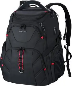 VANKEAN 17.3'' Travel Laptop Backpack TSA Friendly, Water Resistant Anti Theft Extra Large College Backpacks with RFID Pockets, USB Port for Men Women Business Work Bag, Black