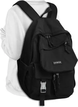 Black School Backpack Students Bookbag: 15.6 Inch Laptop Backpack for Women College Bag with USB Charging Port Black Backpack for Girls Teens and Boys School Bag for Women