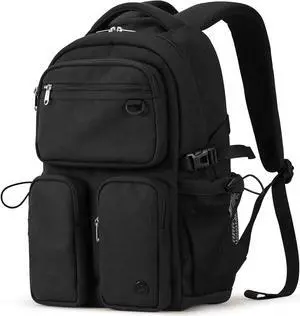 mixi Travel Laptop Backpack, Lightweight Durable School Bookbag Men Woman 15.6" Computer Bag, Water Resistant Outdoor Hiking Backpacks With Multifunction Pockets, 17 Inch, Black