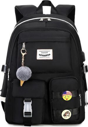 Waterproof Women Laptop Backpack Casual Girls Daypack Black