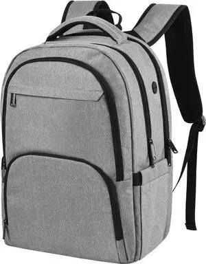 17 Inch Travel Laptop Backpack, Business Flight Approved Carry on Backpack,Work Backpack for Men with USB Charger Hole & Luggage Sleeve,Water Resistant College School Bag Bookbag for Men (Grey)