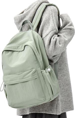 Simple School Backpack For Women Men Aesthetic Medium Backpack Lightweight Casual Daypack College Backpacks Cute Bookbag for Teens Girls Boys Basic BagpackGreen