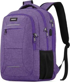 Backpack for Men Women, School Backpacks for Teen Boys, Business Anti Theft Sturdy Travel Laptop Backpack with USB Charging Port, Water Resistant 15.6 Inch Computer Bag Gift, Purple