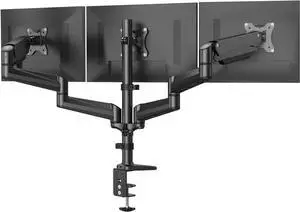 Triple Monitor Mount for 17 to 32 inch Screens Gas Springs Adjustment Triple Monitor Stand with Swivel Tilt Rotation Clamp & Grommet Kit (Black)