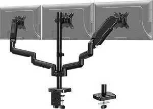 MOUNT PRO Triple Monitor Mount for 13-27 inch Screens, 3 Monitor Desk Mount, Gas Spring Triple Display Stand, Full Motion Three Computer Arm Hold up to 17.6lbs Each, VESA 75x75, 100x100