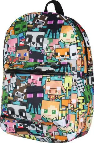 Bioworld Minecraft Backpack Multi Character Chibi Video Game School Laptop Travel Backpack