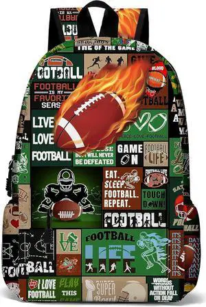 Fire Football School Backpack for Boys Bookbag, 17 Inch Football Backpack for School, Kids Footballs Sports Theme Laptop Back Pack for School Travel Hiking Camping Fire Football School Backpack for Boys Bookbag, 17 Inch Football Backpack for School, Kids Footballs Sports Theme Laptop Back Pack for School Travel Hiking Camping