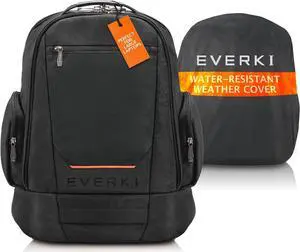 Everki ContemPRO 117 Large Gaming Laptop Backpack with Rain Cover - Spacious Business Travel Backpack for 17-18.4 Inch Laptops, Large Compartments, Gaming Bag for Men, 42-L Capacity, (EKP117B), Black