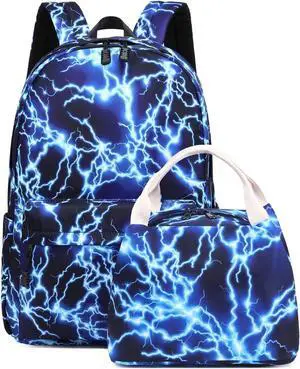 Boy School Backpack Elementary Middle Lightning Bookbag Laptop Teenager Waterproof Lightweight 17 Inches (Suit Blue)