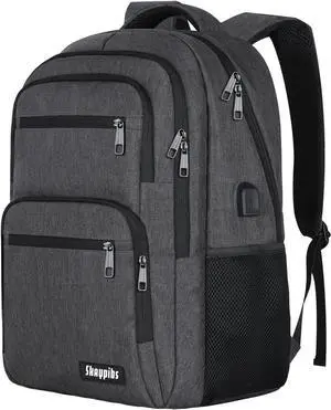 Backpck for Men Women, School Backpack for Boys Girls Teen, 15.6 inch Laptop Back Pack with USB Charger Port, Bookbag with USB Charger for College High School Travel Business, Mochilas Black