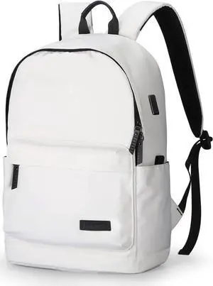 Muzee School Backpack Lightweight Travel Daypack Student Rucksack Laptop Backpack For 15.6 Inch Laptop (off white)
