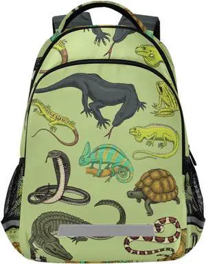 Snakes Lizard Chameleon and Turtle Animal Backpack with Reflective Stripes, Laptop School Book Bag Lightweight Computer Backpacks for Men Women Kids Snakes Lizard Chameleon and Turtle Animal Backpack with Reflective Stripes, Laptop School Book Bag Lightweight Computer Backpacks for Men Women Kids