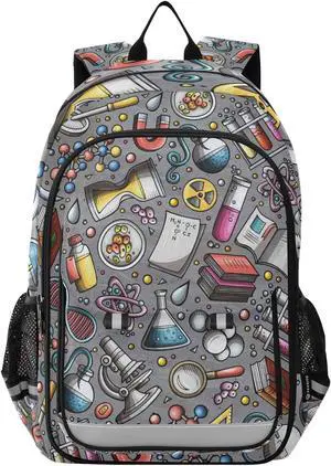 Educational Science Cartoon Cute Backpack School Bag Lightweight Laptop Backpack Student Travel Daypack with Reflective Stripes Educational Science Cartoon Cute Backpack School Bag Lightweight Laptop Backpack Student Travel Daypack with Reflective Stripes