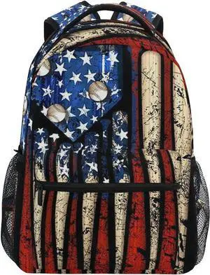 Giwawa American Flag Baseball Print Backpack Patriotic USA School Bookbag for Boys Girls Computer Backpacks Book Bag Travel Hiking Camping Gym Daypack 11.5x8x16 inch Giwawa American Flag Baseball Print Backpack Patriotic USA School Bookbag for Boys Girls Computer Backpacks Book Bag Travel Hiking Camping Gym Daypack 11.5x8x16 inch