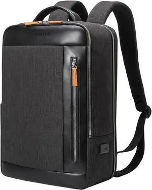 NOBLEMAN Professional Laptop Computer Backpack Men, Luxury Expandable Travel Business Office Backpacks for Executive Men, Nice Leather Waterproof College Bookbag Bag Fits 17 Inch Tech Laptop (Black)