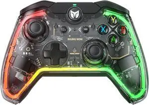 Wired Controller, Rainbow Lite PC Controllers for Gaming RGB Light, Custom Buttons, Macro, Turbo, Dual Shock Controller for Switch/Win10&11 PC Game Controller Wired Controller, Rainbow Lite PC Controllers for Gaming RGB Light, Custom Buttons, Macro, Turbo, Dual Shock Controller for Switch/Win10&11 PC Game Controller