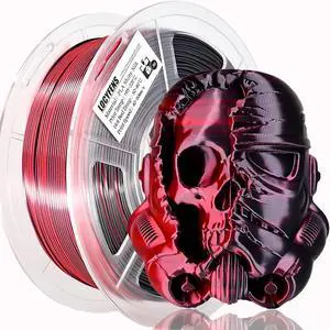 PLA Filament 1.75mm, Silk PLA 3D Printer Filament, High Speed Printing Dual Color Filament Black Red 2 in 1 Coextrusion 1.75 PLA Filament +/-0.02mm, 1kg/2.2lb PLA Filament 1.75mm, Silk PLA 3D Printer Filament, High Speed Printing Dual Color Filament Black Red 2 in 1 Coextrusion 1.75 PLA Filament +/-0.02mm, 1kg/2.2lb