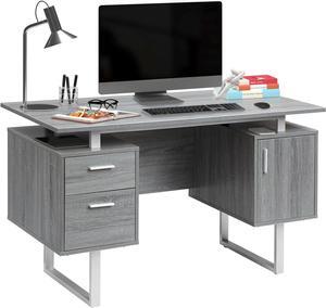 Techni Mobili Modern Office Desk with Storage, Gray