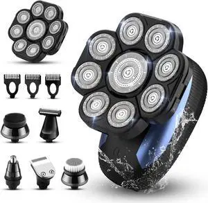 Head Shavers for Bald Men 9D Electric Rotary Shaver Multifunctional Mens Bald Head Shaver Cordless Electric Razor for Men Wet & Dry Beard Clippers Rechargeable Shavers for Balding Man