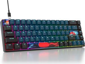 65 Percent Mechanical Gaming Keyboard 68 Keys RGB Gaming Keyboard with Red Switch Wired Keyboard for Windows PS4/5 Xbox Gamers(68 Monster)