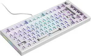 Glorious Gaming GMMK PRO 75% Barebones White (Frame Only) - Modular Mechanical Gaming Keyboard, TKL Size (75%), 3.3lb Frame, RGB, Fully Customisable, 5-Pin Switch Support