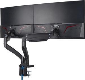 AVLT Dual 13"-43" Monitor Arm Desk Mount fits Two Flat/Curved Monitor Full Motion Height Swivel Tilt Rotation Adjustable Monitor Arm - Black/VESA/C-Clamp/Grommet/Cable Management
