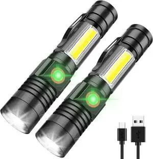 iToncs LED Rechargeable, Super Bright Magnetic Flashlight with COB Work Light, Waterproof, 4 Modes, Pocket Tactical Flashlights for Outdoor Camping Emergency 2 Packs iToncs LED Rechargeable, Super Bright Magnetic Flashlight with COB Work Light, Waterproof, 4 Modes, Pocket Tactical Flashlights for Outdoor Camping Emergency 2 Packs