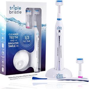 Triple Bristle Original Sonic Toothbrush | Rechargeable 31,000 VPM Tooth Brush | Patented 3 Head Design | Angled Bristles Clean Each Tooth | Dentist Created & Approved Original