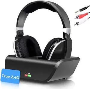ANSTEN Wireless Headphones for TV Watching, Over-Ear Headset for Television Listening with 2.4 GHz Digital Transmitter, No Audio Delay, 100 Work Rang, 20 Hrs Playtime, 3.5 mm RCA Plug n Play